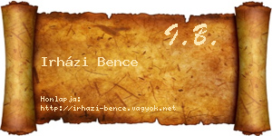 Irházi Bence névjegykártya